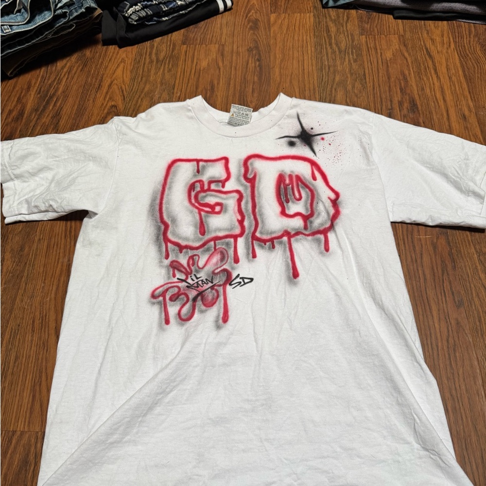 White Graphic T-Shirt Graffiti Design